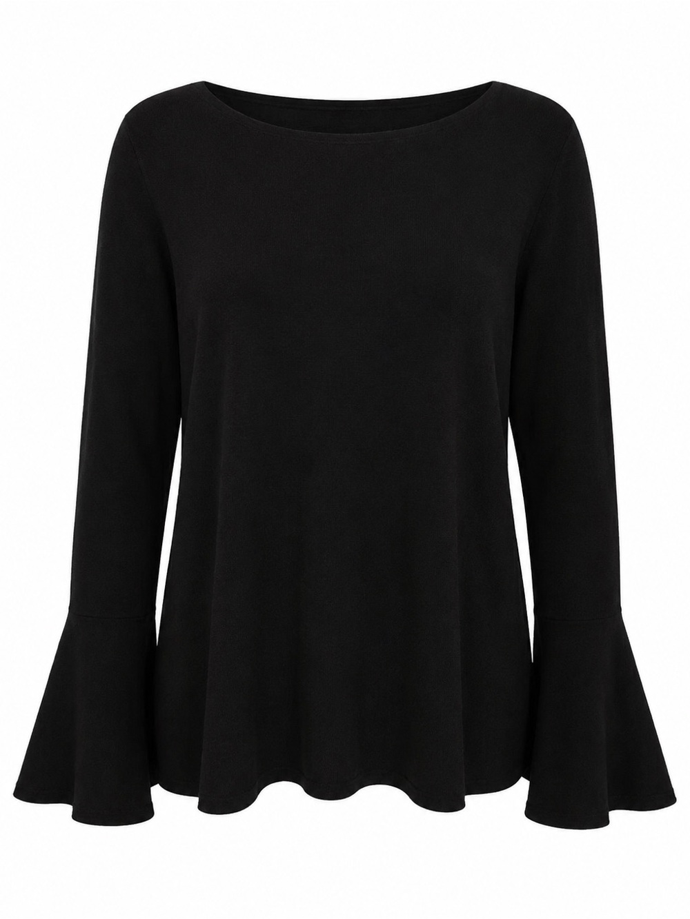 41 Hawthorn Black Bell Sleeve Pleated Hem Sweater Medium